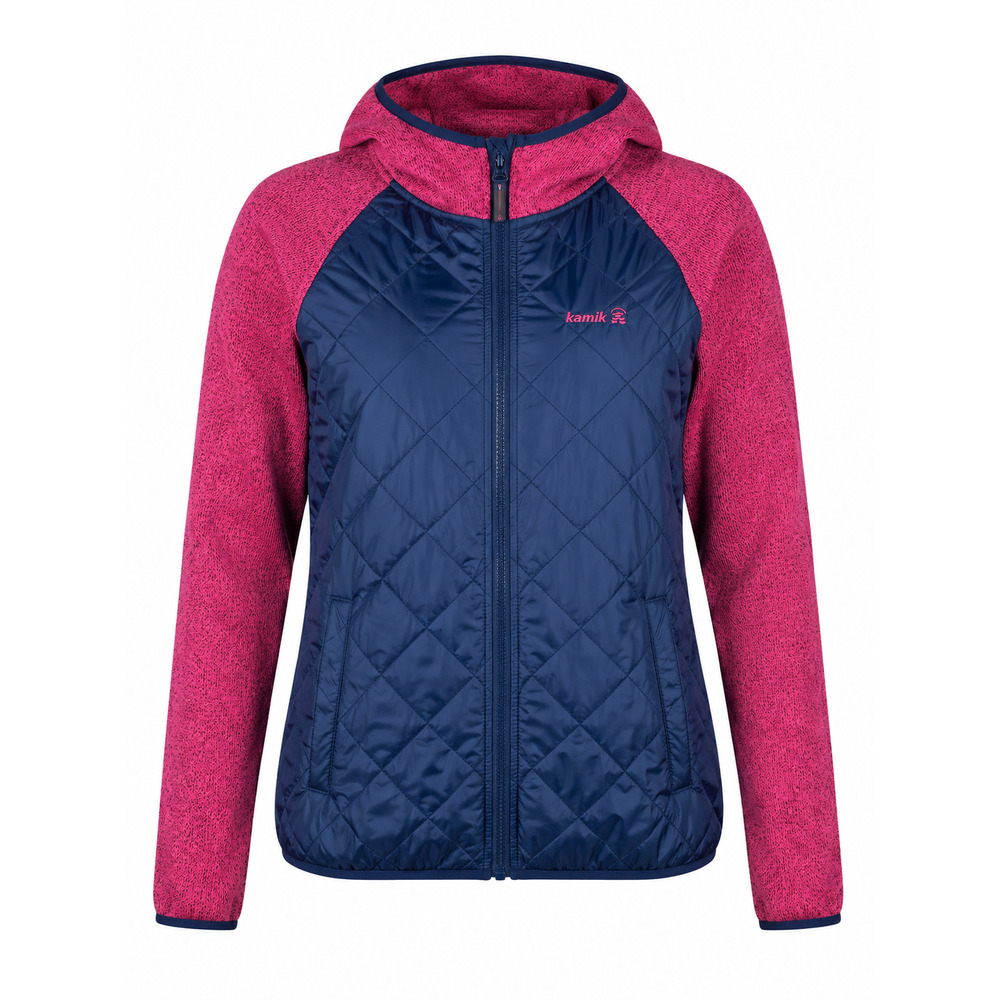 Kamik Girls 14 Blue Pink Quilted Hooded Zip Jacket Insulated